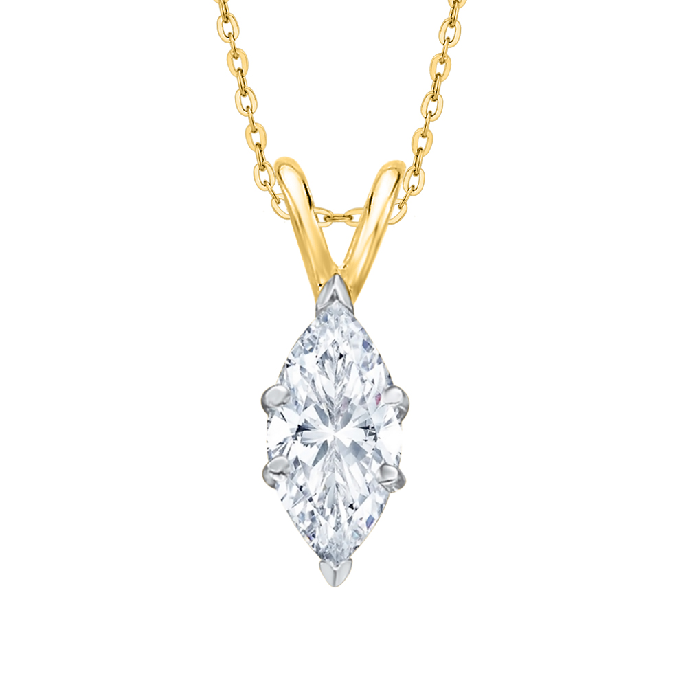 Katarina 0.5 ct. H - SI2 / I1 Marquise Cut Diamond Solitaire  Pendant with Chain (Yellow Gold)