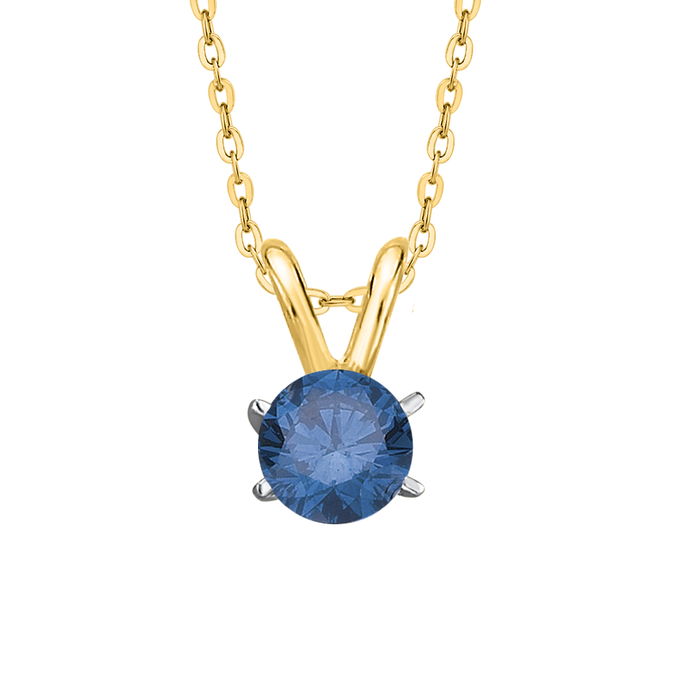 Katarina 1.13 ct. Blue - I1 Round Brilliant Cut Diamond Solitaire  Pendant with Chain (Yellow Gold)